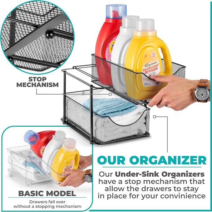 Sorbus 2 Sets of 2 Tier Metal Under Sink Organizer - Image 4