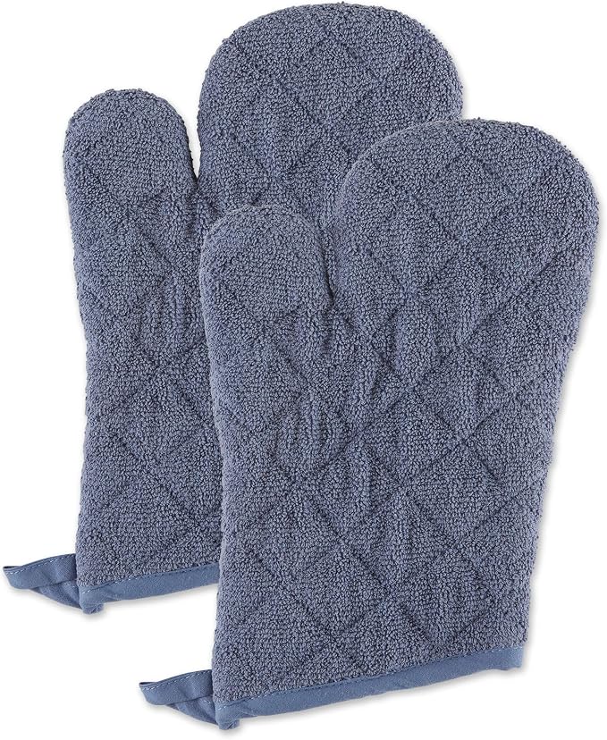 DII Basic Terry Collection 100% Cotton Quilted, Oven Mitt, Stonewash Blue by DII