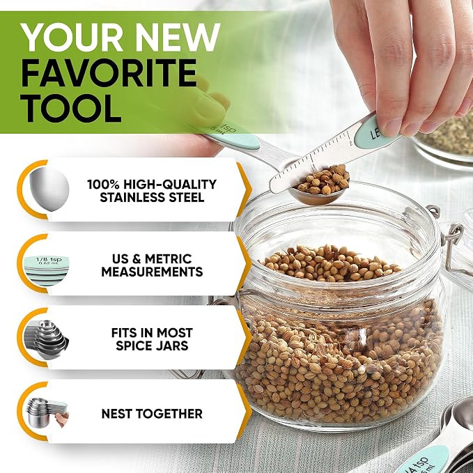 Spring Chef Magnetic Measuring Cups & Spoons Set, Strong N45 Magnets, Heavy - Image 5