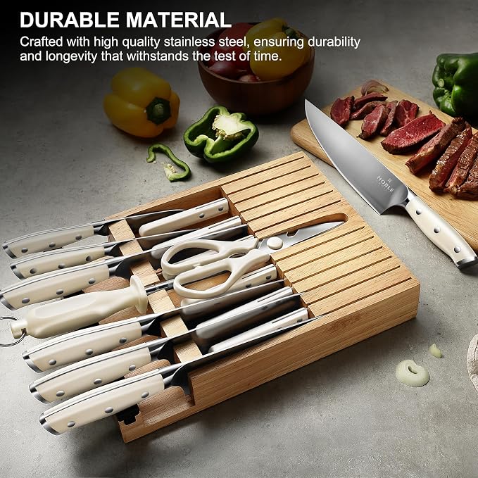 N NOBLE FAMILY In-drawer Knife Block Set, Chopping Knives Set, Stainless Steel - Image 5