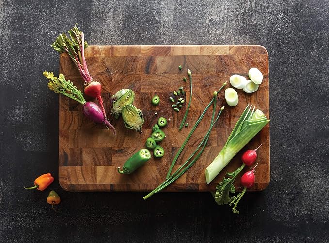 Ironwood Gourmet Large End Grain Prep Station Acacia Wood Cutting Board - Image 5