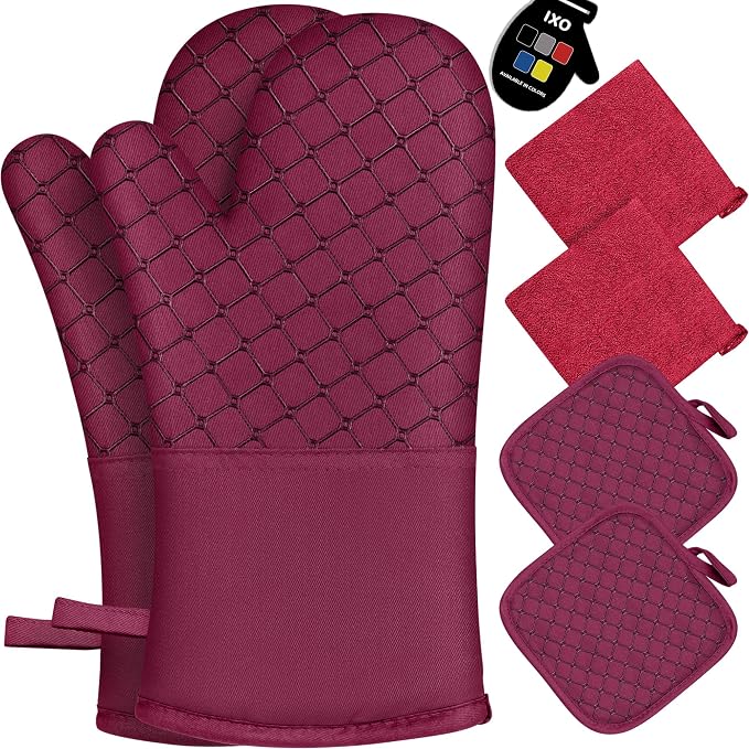 6 Pcs Oven Mitts and Pot Holders, 500℉ Heat Resistant Oven Mitts by Unknown