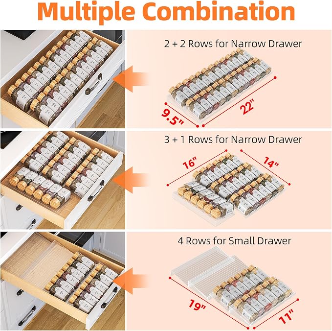 MUDEELA Clear Spice Drawer Organizer, 4 Tier Spice Rack - Image 7