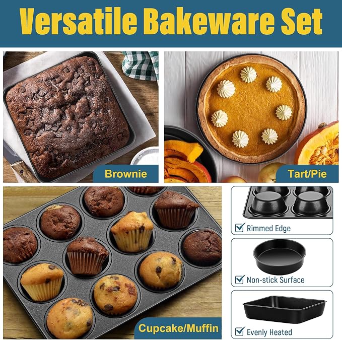 E-far 6-Piece Bakeware Sets, Nonstick Stainless Steel Baking Pans Set - Image 5