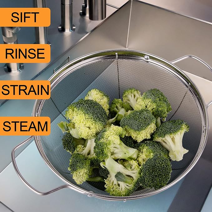 5 Pack 18/8 Stainless Steel Colander Sieves, Rinse or Steam - Image 6