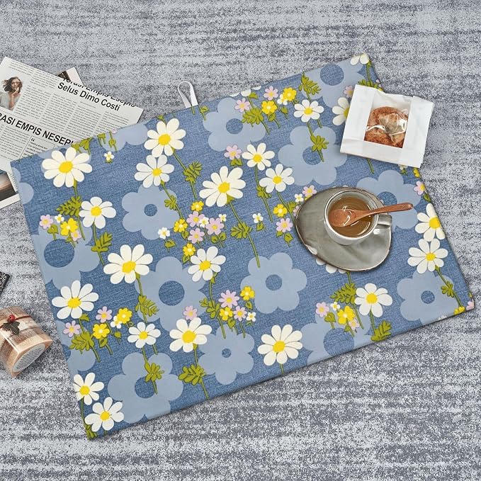 Daisy Flowers Dish Drying Mat for Kitchen Counter, Large Drying Kitchen Mat - Image 6