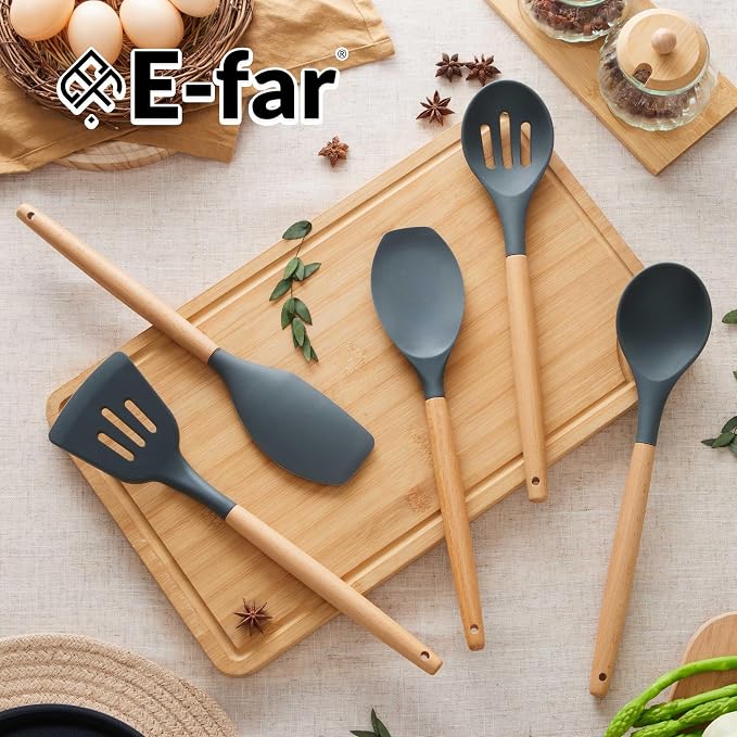 E-far Silicone Cooking Utensils Set, 5-Piece Kitchen Utensils Set - Image 7