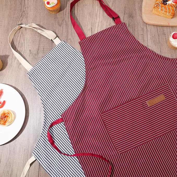 2 Pack Stripes Kids Apron, Kids Cooking Aprons - Image 8