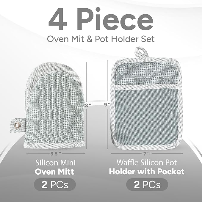 Casa Platino Heat Resistant Oven Mitts & Potholders, 4-Piece – Oven Mitt and - Image 2