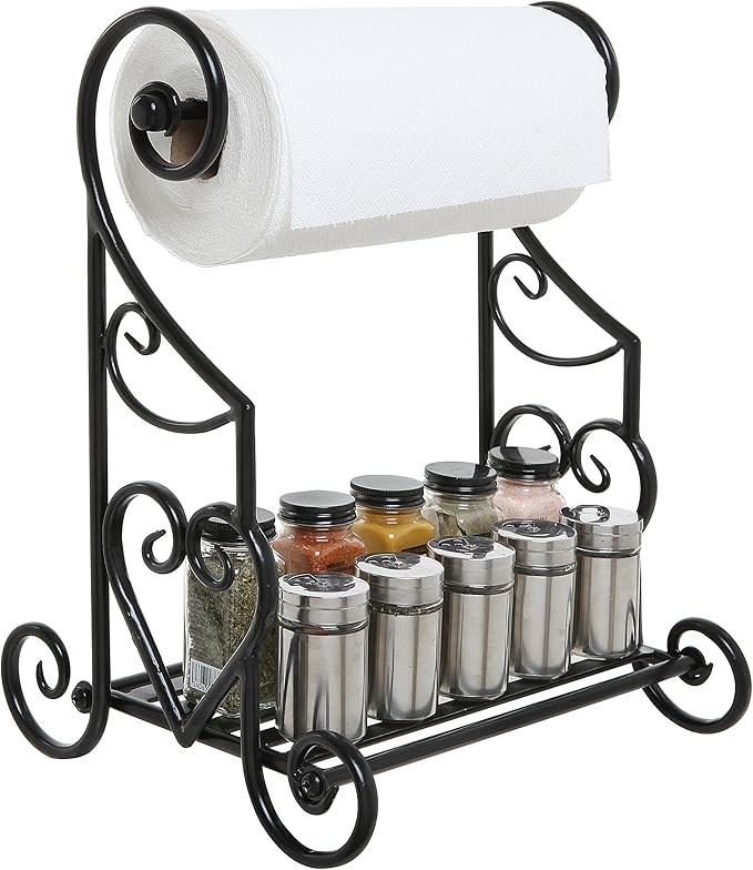 MyGift Gothic Paper Towel Holder Heart Scroll Metal Paper Towel Holder Stand by MyGiftHome
