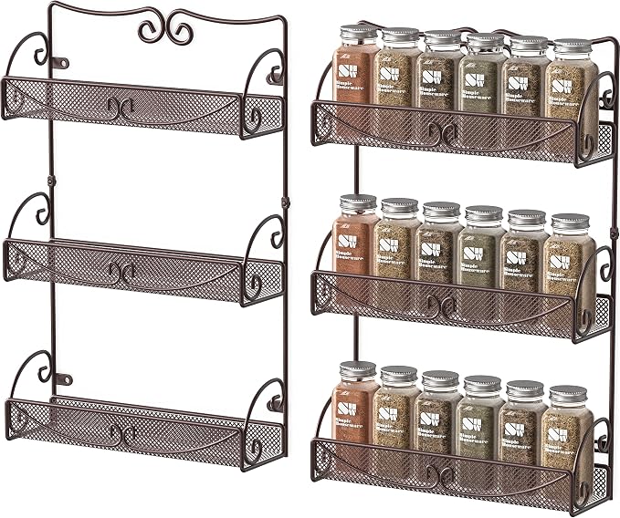 Deco Brothers 3 Tier Wall Mounted Spice Rack, 2 Pack by DecoBrothers