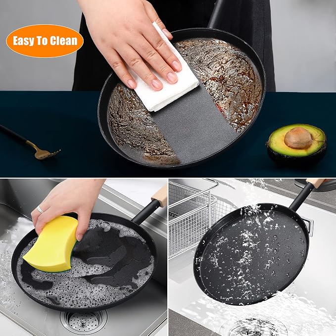 bodkar Frying Pan Skillet 8-inch Flat Griddle Pan, Lightweight Small Grill Pan - Image 4