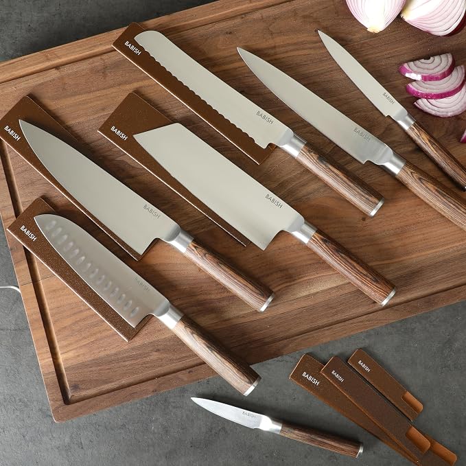 Babish 14-Piece Full Tang Forged Dark Pakka Wood Kitchen Knife Set – - Image 2