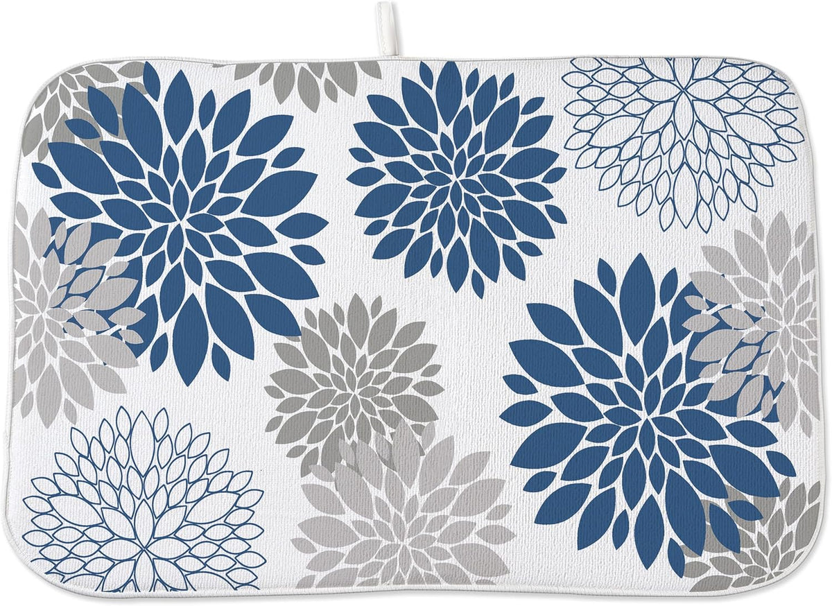 Boho Floral Drying Mat 18x24 Inches For Kitchen Counter Absorbent