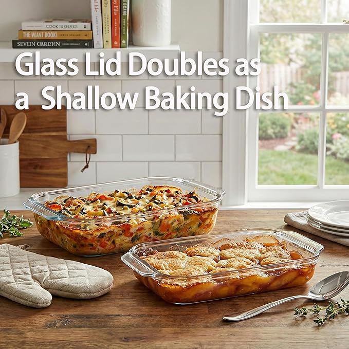 2QT Glass Casserole Dish with Lid, Tempered Glass Baking Dish - Image 3