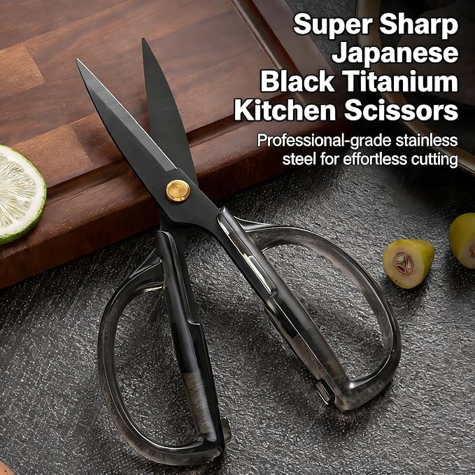 Kitchen Shears Scissors&Sharp Scissors, ARCHIKING 7.7inch Black Titanium Plated - Image 3