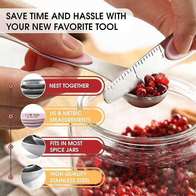 Spring Chef Stainless Steel Magnetic Measuring Spoons Set of 8 - Image 2