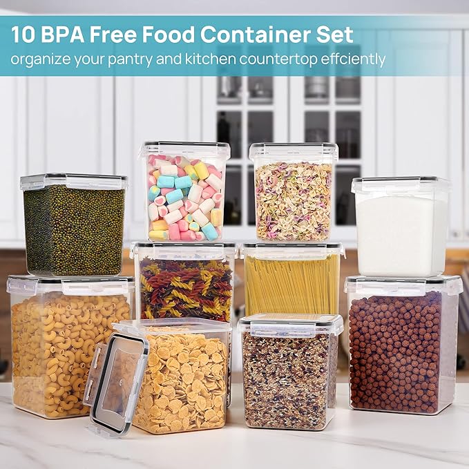 Vtopmart 10 PCS Flour and Sugar Storage Container, Large Airtight Food Canisters - Image 2