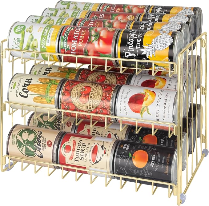 Kitchen Details 3 Tier Can Storage Organizer Rack in Gold - Image 4