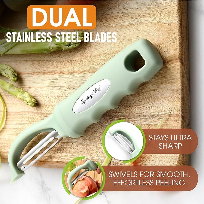 Spring Chef Premium Swivel Vegetable Peeler, Comfortable Handle and Ultra Sharp - Image 2