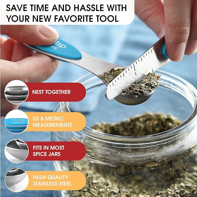 Spring Chef Stainless Steel Magnetic Measuring Spoons Set of 8 - Image 6