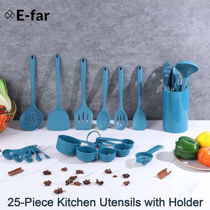 E-far Silicone Cooking Utensils Set, 25 Piece Kitchen Utensils - Image 3