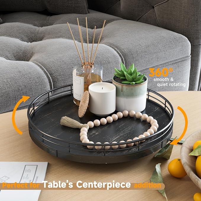 10" Oak Bathroom Vanity Tray Turntable - Image 3