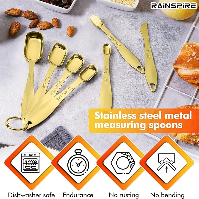 Rainspire Heavy Duty Measuring Spoons Set Stainless Steel, Metal Measuring Cups - Image 2