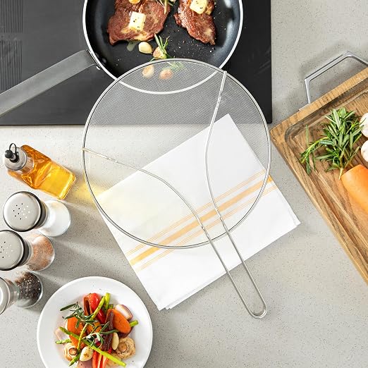 Restaurantware Splatter Screen 1 Count 13" Fine Mesh Cover Stainless Steel - Image 7