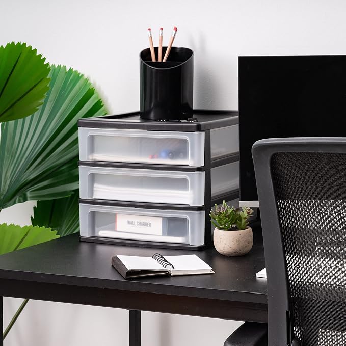 IRIS USA Plastic Stacking Desk Top 3-Drawer Storage Organizer, - Image 6