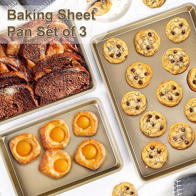 Baking Sheet Pan Set of 3 | Nonstick Cookie Sheets - Image 2