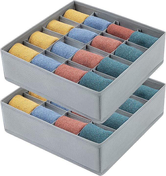 Joyoldelf Sock Drawer Organizer Divider Underwear Organizer 16-cell Fabric - Image 7