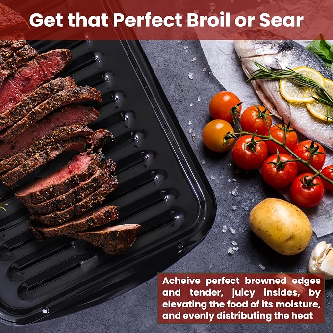 Broiler Pan for Oven Nonstick 16.75” x 13” Porcelain Nonstick Coated - Image 4