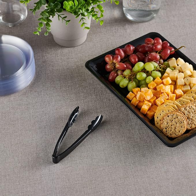 Plasticpro 7.5'' Serving Tongs Heavy Duty Reusable Kitchen and BBQ Black - Image 3