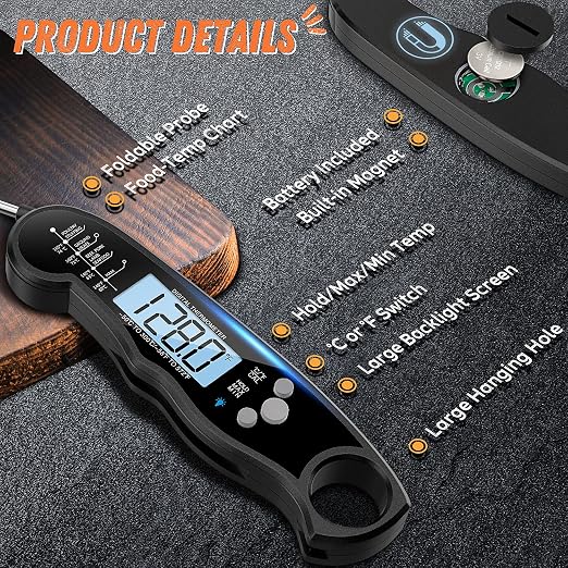 Digital Meat Thermometer, Waterproof Instant Read Food Thermometer - Image 6