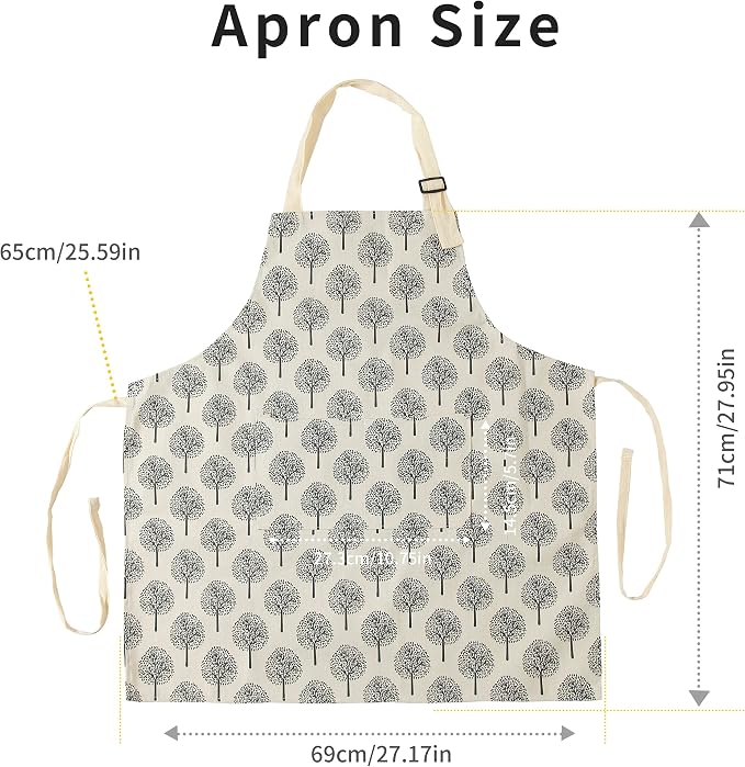 Tosewever 2 Pieces Cotton Linen Waterproof Bib Apron - Image 7