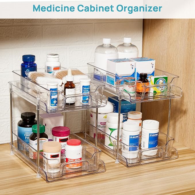 Vtopmart 4 Pack 2 Tier Bathroom Under Sink Organizers and Storage, Pull Out - Image 7