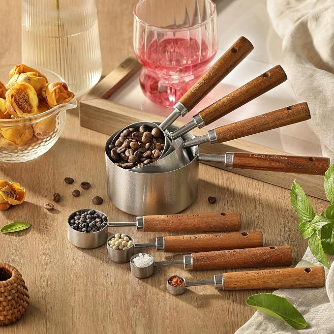 8PCS Measuring Cups, DAJLFA Stainless Steel Measuring Cups and Spoons Set - Image 9