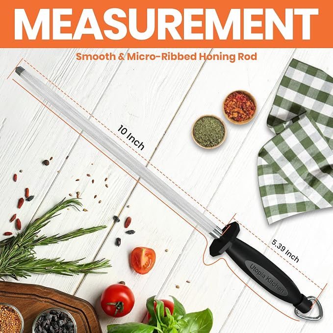 Utopia Kitchen 10 Inch Honing Steel Knife Sharpening Steel Sharpening Rod - Image 3