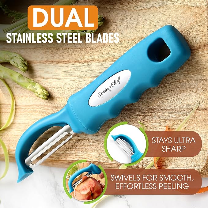 Spring Chef Premium Swivel Vegetable Peeler, Comfortable Handle and Ultra Sharp - Image 2