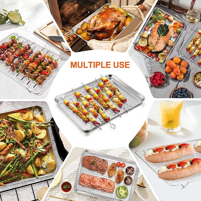 Homikit Baking Sheet with Rack Set, 18x13 Inches Stainless Steel Half Cookie - Image 7