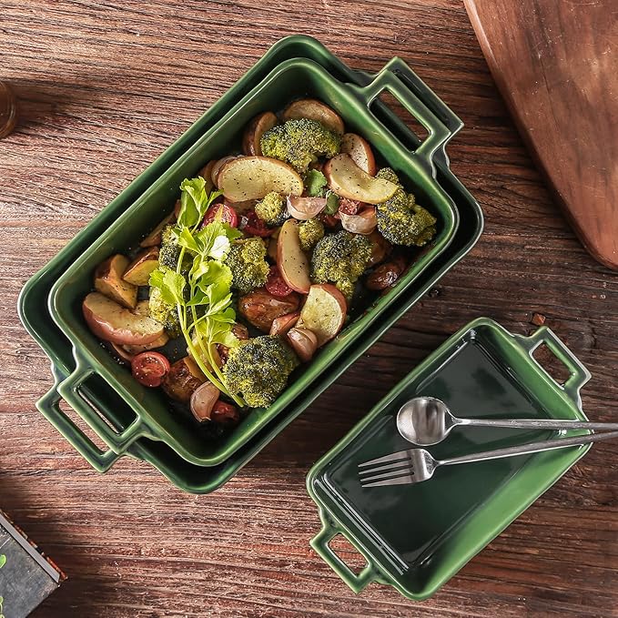 VICRAYS Ceramic Bakeware Set, Porcelain Rectangular Baking Dish, Baking Pan - Image 5