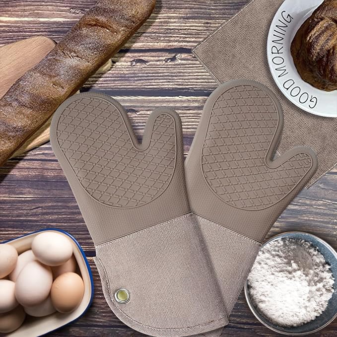 Professional Microwave Silicone Oven Mitts one Pair, Kitchen Mitten Set - Image 6
