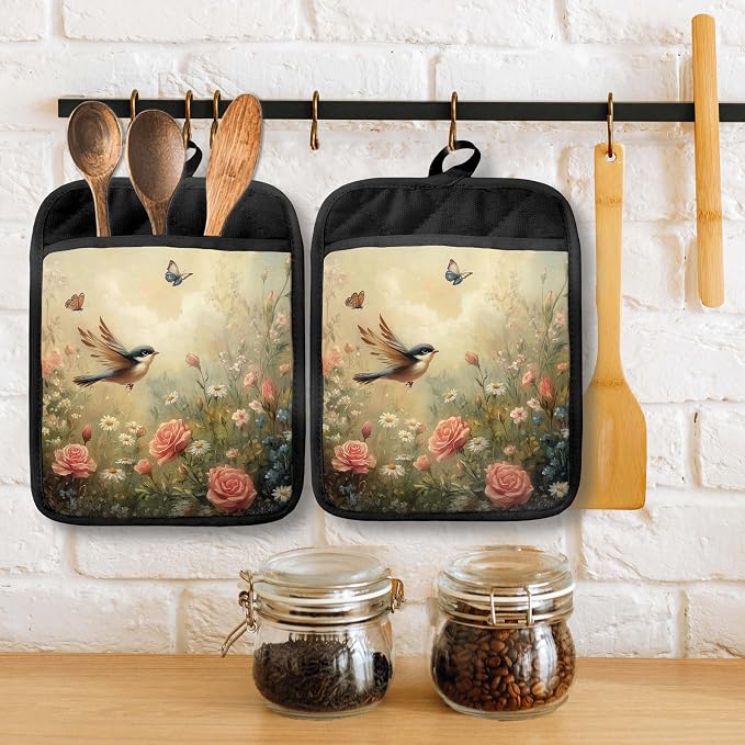 Rustic Floral Bird Pot Holders - Image 3
