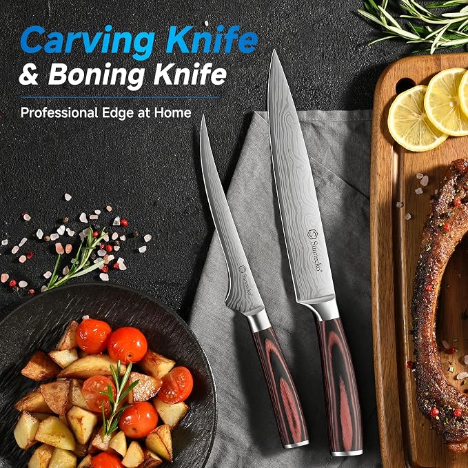 Sunnecko Knife Set with Block and Sharpener - Image 4