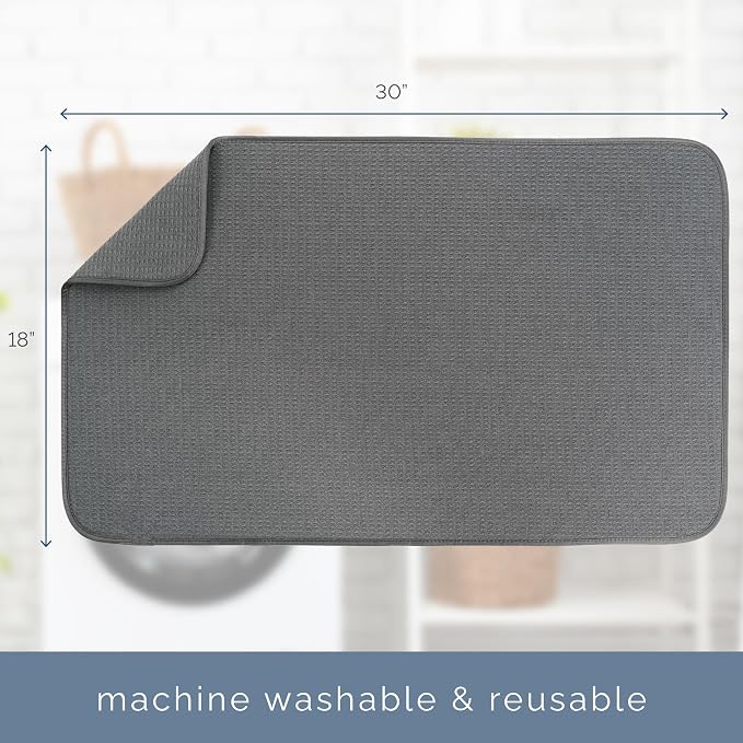 S&T INC. Dish Drying Mat Jumbo, 18” x 30”, Absorbent Microfiber Kitchen Counter - Image 6