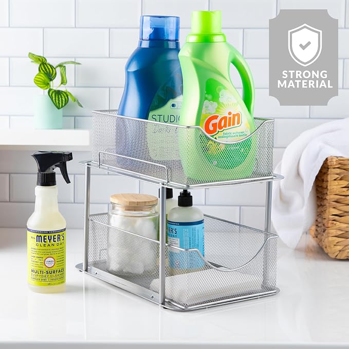 Sorbus 2 Sets of 2 Tier Metal Under Sink Organizer - Image 6