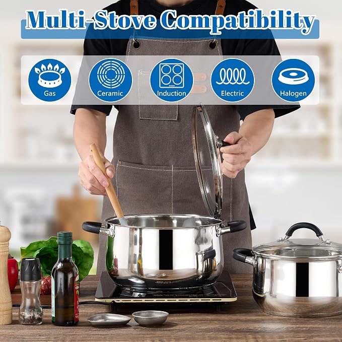 E-far Stainless Steel Stock Pot, 8 Quart Large Cooking Pot - Image 6