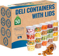 Deli Plastic Food Containers with Airtight Lids [50 Sets], Leakproof
