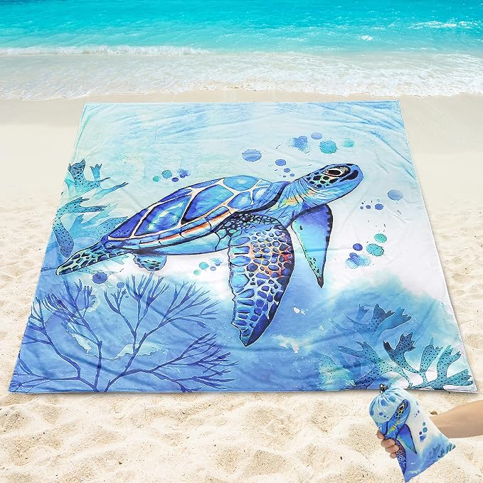 WIWIGO Beach Blanket Waterproof Sandproof Beach Mat 79" X 83"/10'x9'for 2-8 - Image 4